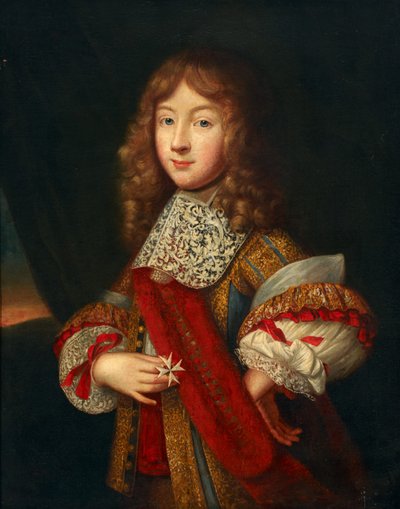 Retrato de un joven caballero sosteniendo insignias, c.1700 de Sébastien Bourdon